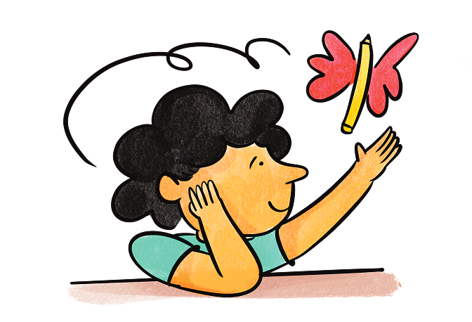 Child reaching out to a butterfly
