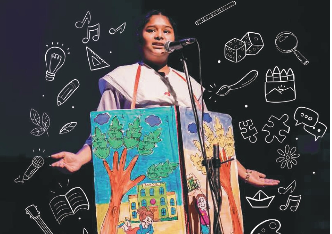 Student performing at a Kala Sath showcase