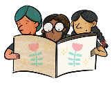 Children reading a redesigned art textbook