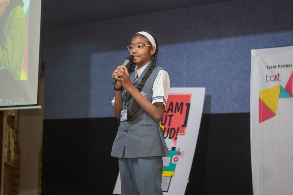 Jijivisha student performing on stage at Kalarang showcase, Pune